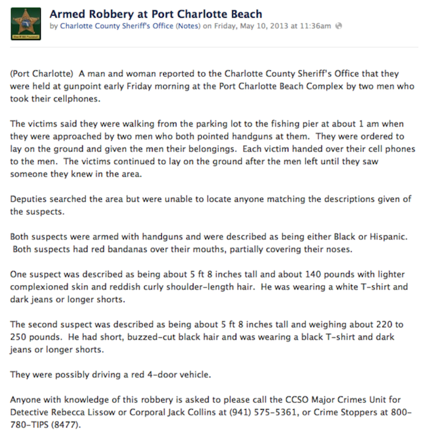 Armed Robbery ~ Beach Complex