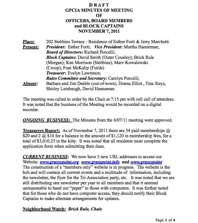 November 7th Minutes